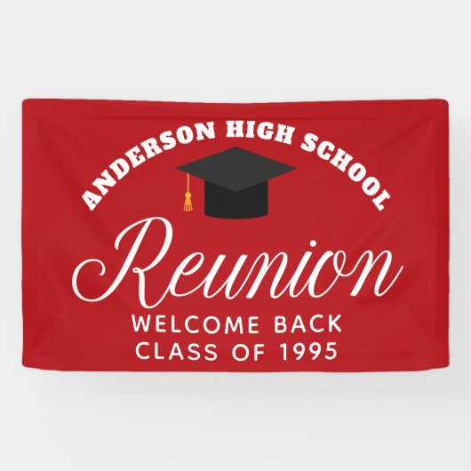 Red High School Reunion Custom Welkom Spandoek (Horizontaal)