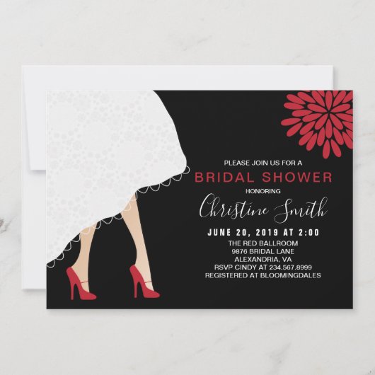 Red High talon Chaussures Bridal Douche Invitation (Devant)