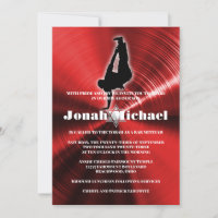 Red Hip-Hop Dance Dancer Bar Mitzvah Invitation