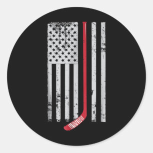 Red Hockey Stick American Flag USA Hockey Ronde Sticker