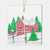 Red Holiday Barn Ornament (Links)