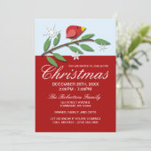 Red Holiday Bird Christmas Invitations (Debout devant)