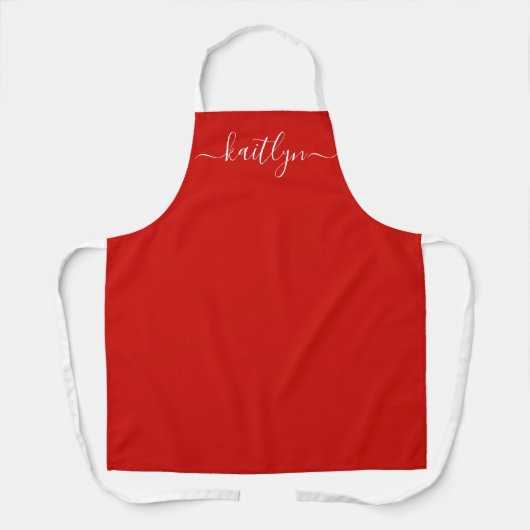 Red Holiday Christmas kitchen Personalized script Schort (Voorkant)