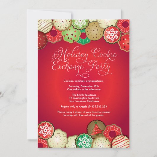 Red Holiday Cookie Exchange Party Invitation (Devant)
