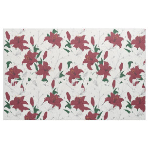 Red Holiday Floral Pattern Stof
