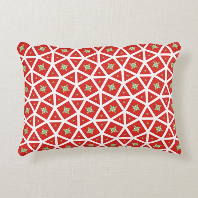 Red Holiday Geometric Star Design Accent Kussen (Voorkant)