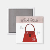 Red Holiday Handbag - Sparkle Magneet (Voorkant / Achterkant)