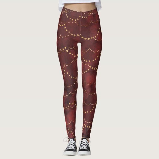 Red Holiday Lights Leggings (Devant)