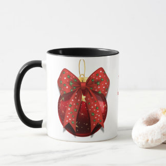 Red Holiday Ornament with Bow  Mok
