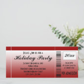 Red Holiday Party Ticket uitnodiging (Staand voorkant)
