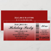 Red Holiday Party Ticket uitnodiging (Voorkant / Achterkant)