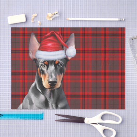 Red Holiday Plaid Doberman Pinscher Christmas Tissuepapier (Craft)