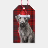Red Holiday Plaid Irish Wolfhound Dog Christmas Cadeaulabel (Voorkant)
