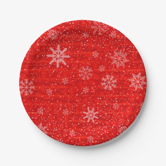 Red Holiday Snowflake Papieren Bordje (Voorkant)
