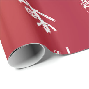 Red Holiday Snowflakes Merry Kerstry Cadeaupapier