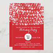 Red Holiday String Lights Invitation (Devant / Derrière)