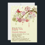 Red Holiday Whimsical Winter Birthday Invitation<br><div class="desc">Oiseau rouge Whimsical Winter Birthday Invitation Illustration adorable d'un oiseau mignon avec casquette et foulard perché sur un arbre lunaire avec fleurs rouges et vertes,  flocons de neige et autres détails de conception. Des invitations amusantes et mignonnes pour les anniversaires qui sont célébrés en hiver.</div>