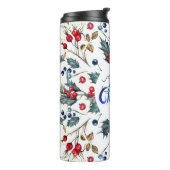 Red Holly Berries- Vrolijk Kerstfeest Thermosbeker (Gedraaid links)