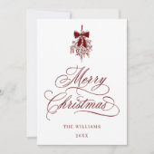 Red Holly Berry Bouquet Romantische Kerstfoto Feestdagenkaart (Voorkant)