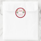 Red holly modern script Merry Kerstry Ronde Sticker (Tas)