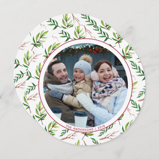 Red Holly verliest kerstfeestdag Kaart (Voorkant / Achterkant)