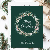 Red Holly Wreath Merry kerst Feestdagenkaart