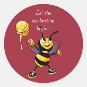Red Honey Bee Rosh HaShana Ronde Sticker