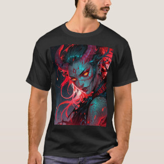 Red Horned Anime Girl T-shirt