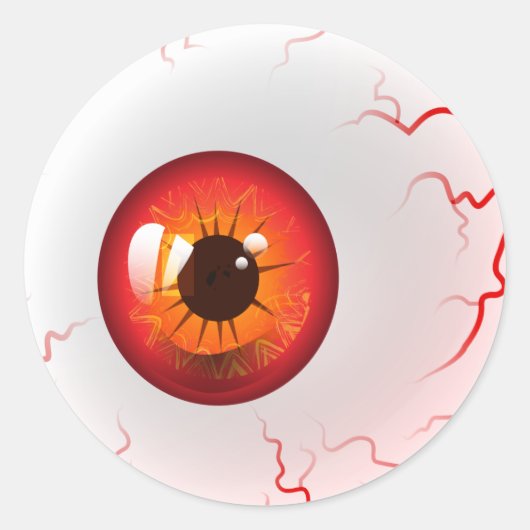 Red Horror Eyeball Ronde Sticker (Voorkant)