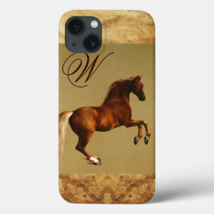 RED HORSE Parchment Monogram iPhone 13 Hoesje