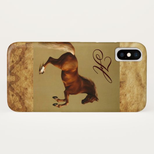 RED HORSE Parchment Monogram Case-Mate iPhone Case (Achterkant (horizontaal))