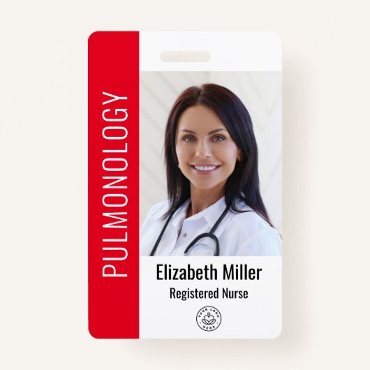 Red Hospital Medical Employee Photo ID Badge (Voorkant)