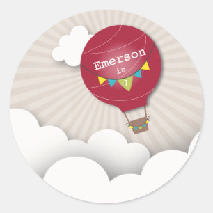 Red Hot Air Ballon Birthday Party Sticker