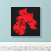 Red Hot-Bearded Iris Flower Abstract Canvas Afdruk (Insitu (Houten vloer))