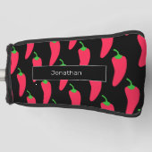 Red Hot Chili Pattern voegt Jouw naam Fun Novelty Golfheadcover (Voorkant)