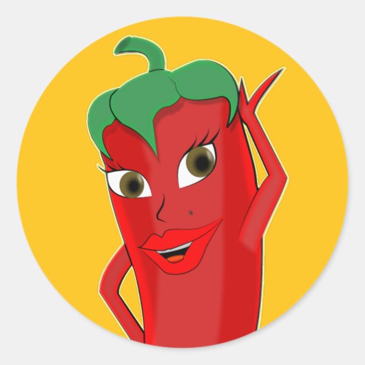 Red Hot Chili Pepper Diva Ronde Sticker (Voorkant)
