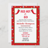 Red Hot en 40 Chili Pepper Birthday-uitnodigingen Kaart (Voorkant)