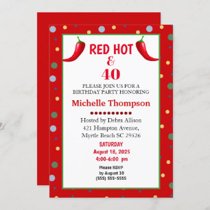 Red Hot et 40 Chili Pepper Invitations d'anniversa