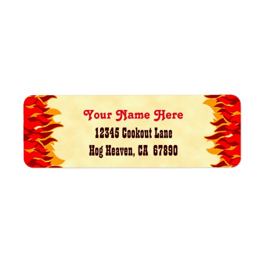 Red Hot Flames Custom Return-adreslabels Etiket (Voorkant)