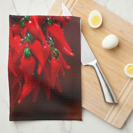 Red Hot Hanging Chili Peppers Afbeelding Design Theedoek (Quarter Fold)