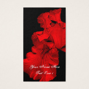 Red Hot Iris Flower Art Visitekaartje