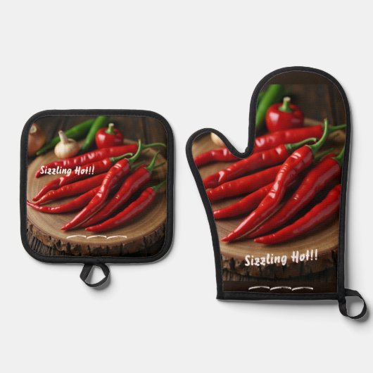 Red Hot Ovenwant & Pannenlap Set (Voorkant)