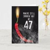 Red Hot Pepper 47th Birthday Kaart (Gele Bloem)