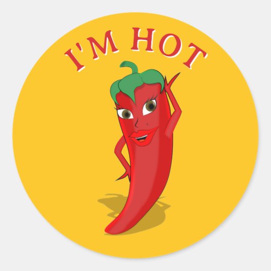 Red Hot Pepper Diva Bewerkbaar Ronde Sticker (Voorkant)