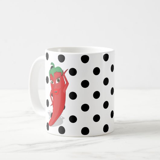 Red Hot Pepper Diva Black Pois café Mug (Devant gauche)