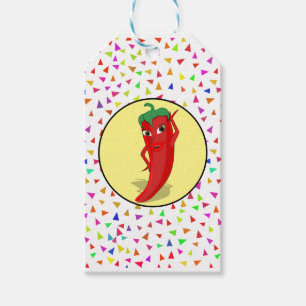 Red Hot Pepper Diva Confetti Patroon Cadeaulabel
