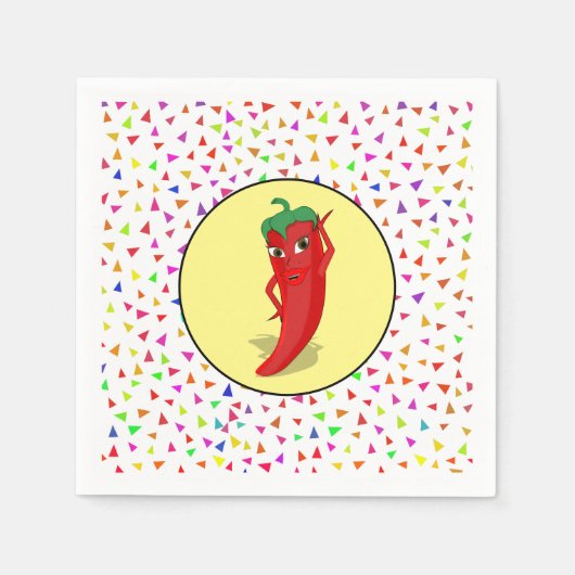 Red Hot Pepper Diva Confetti Patroon Servet (Voorkant)