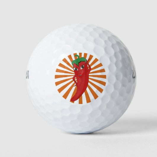 Red Hot Pepper Diva Faux Embroidery Print Golfballen (Voorkant)