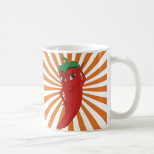 Red Hot Pepper Diva Faux Embroidery Print Koffiemok