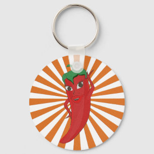 Red Hot Pepper Diva Faux Embroidery Print Sleutelhanger